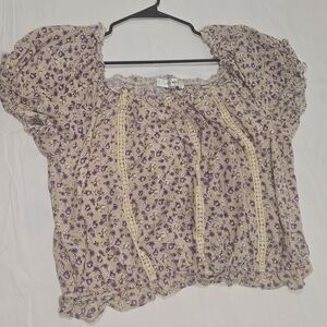Lily White Purple Floral Blouse